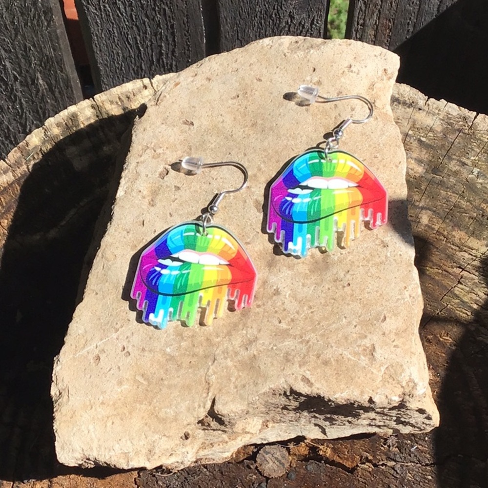 Rainbow Lip Earrings